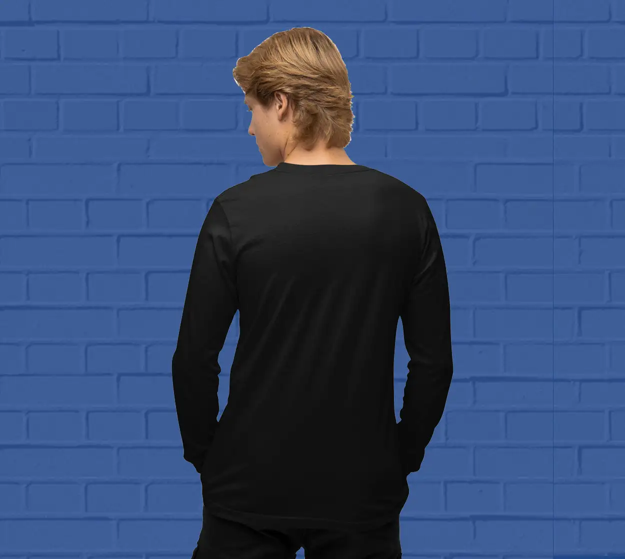 Men's round neck Black full sleeves t-shirt - secondary