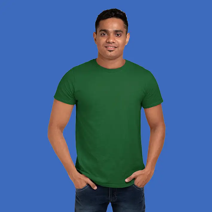 Men's Round Neck Plain T-Shirt- Bottle Green - secondary