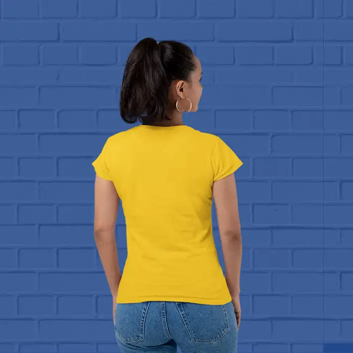 Women's Plain Round Neck T-shirt Golden Yellow - secondary