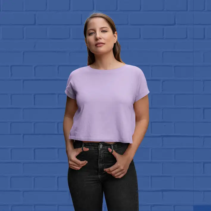 Plain Lavender  Pink Crop Top