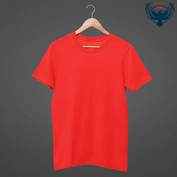 Men's Round Neck Plain T-Shirt- RED - secondary