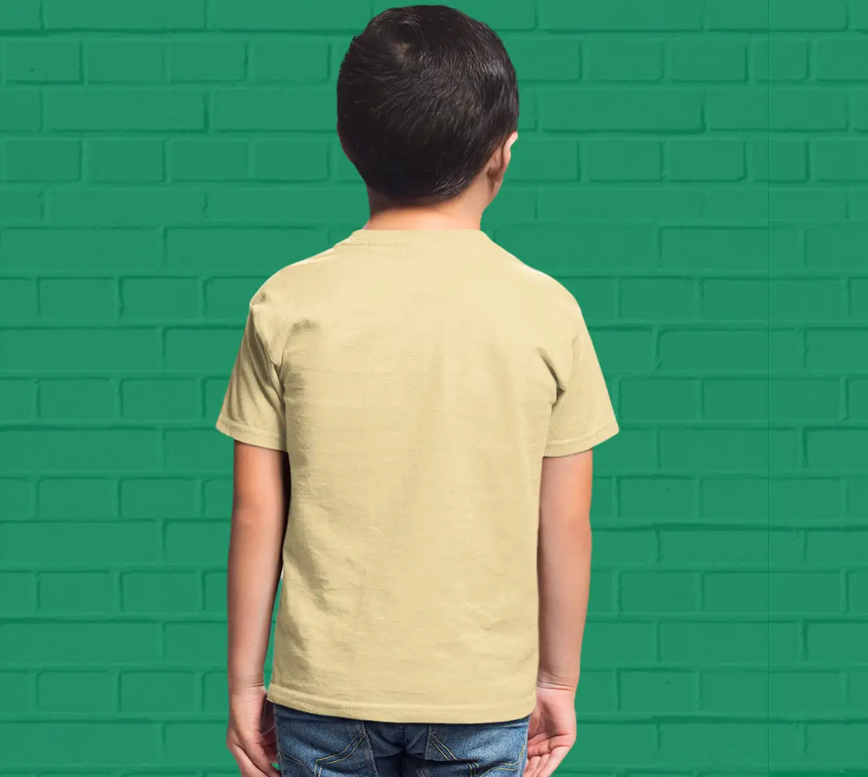 Plain Beige Kids Round Neck T-Shirt - secondary