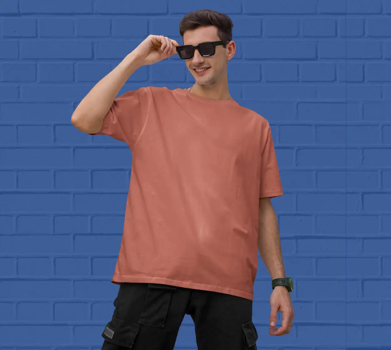 PLAIN OVERSIZED T SHIRTS -Coral 240 GSM