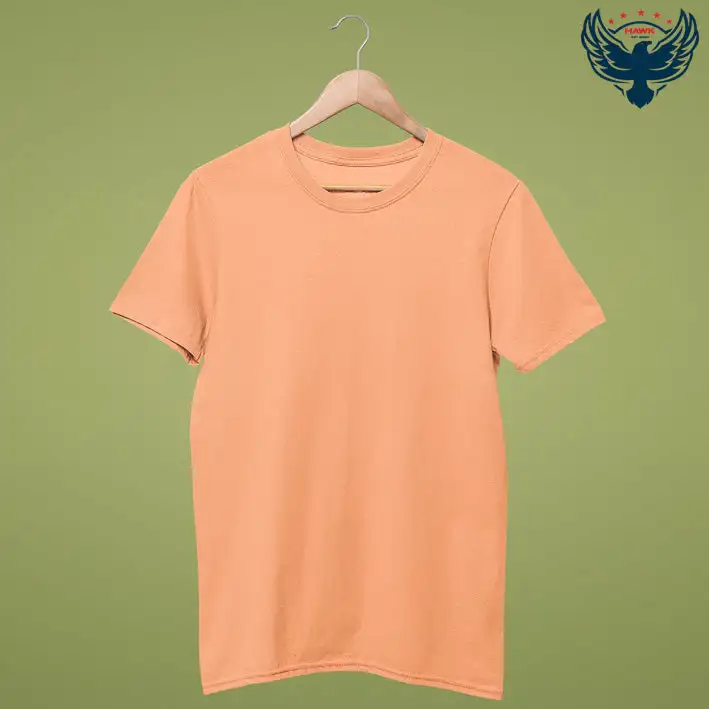 Men's Round Neck Plain T-Shirt- SUNSET ORANGE - secondary