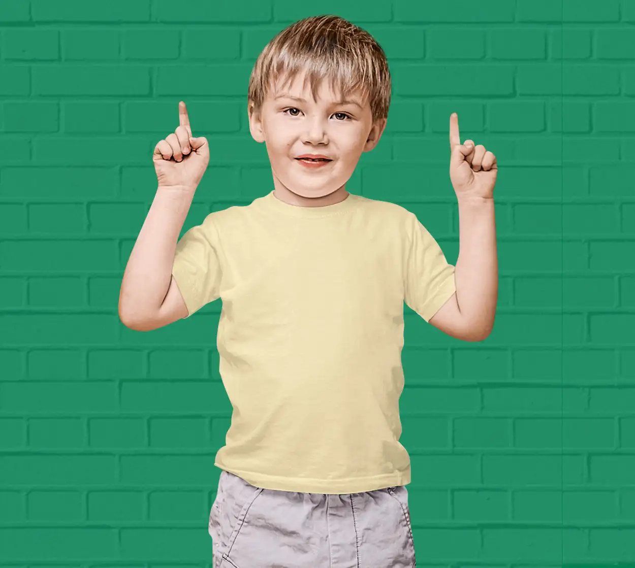 Plain Beige Kids Round Neck T-Shirt