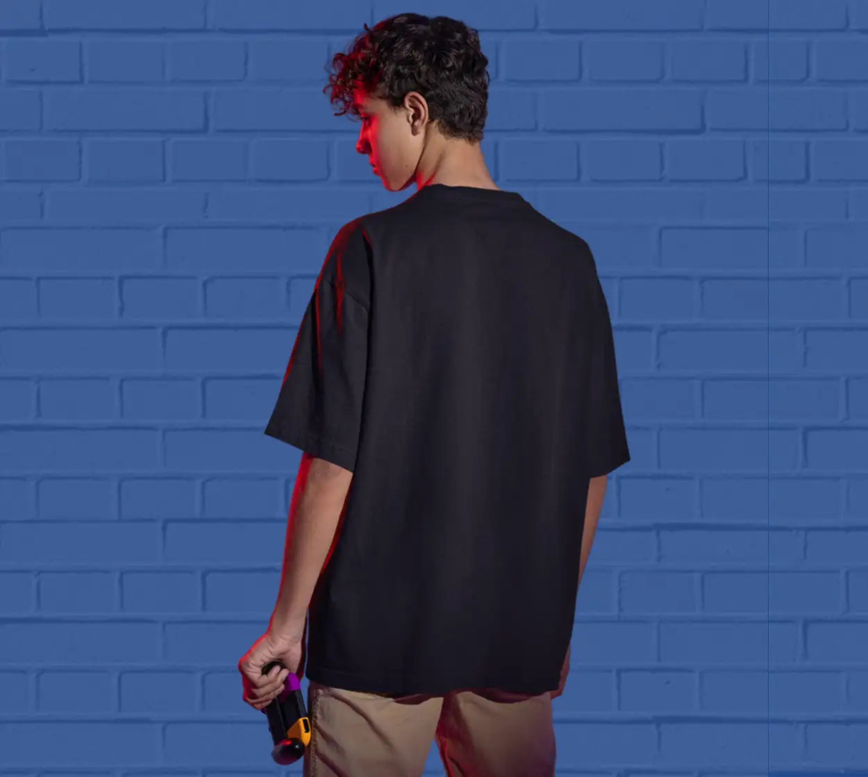 Solid Black  Oversized T shirt - secondary