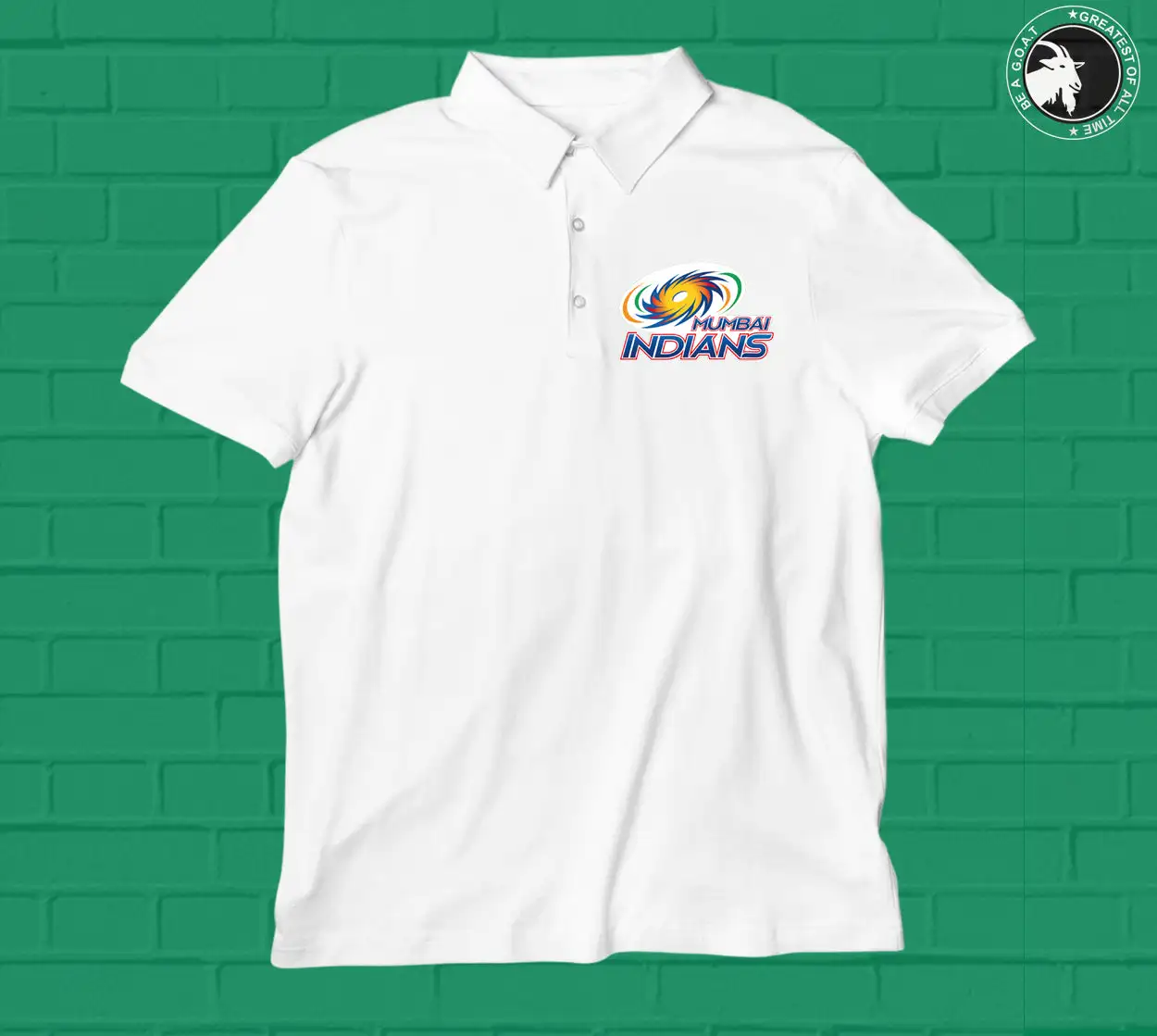 Mumbai Indians Logo Printed Polo T-shirt White - secondary
