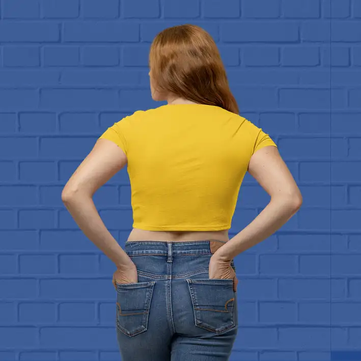 Plain Golden Yellow Crop Top - secondary