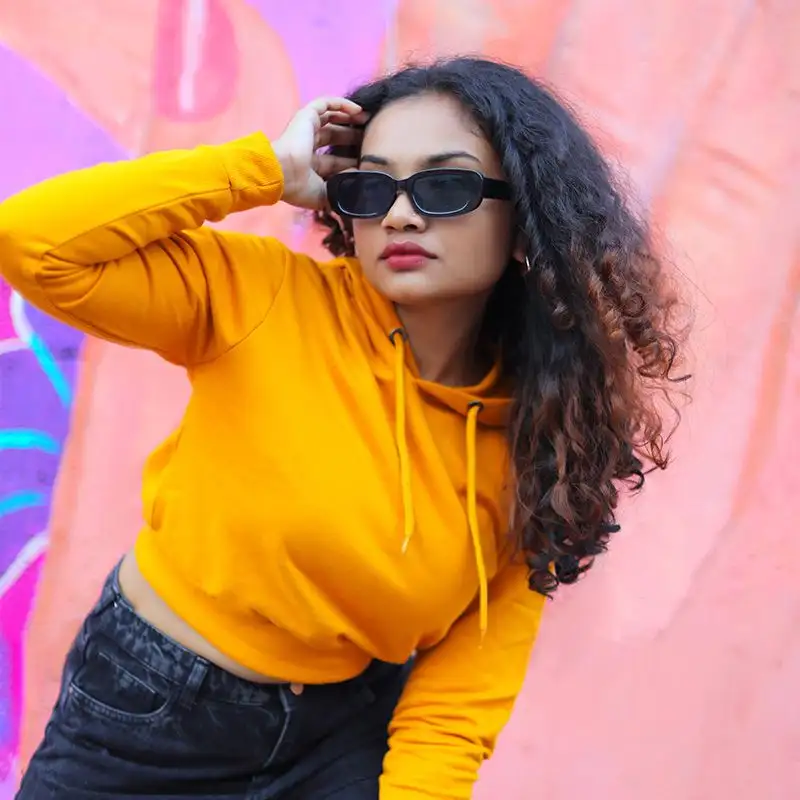 Plain Mustard Yellow Crop Hoodie - secondary