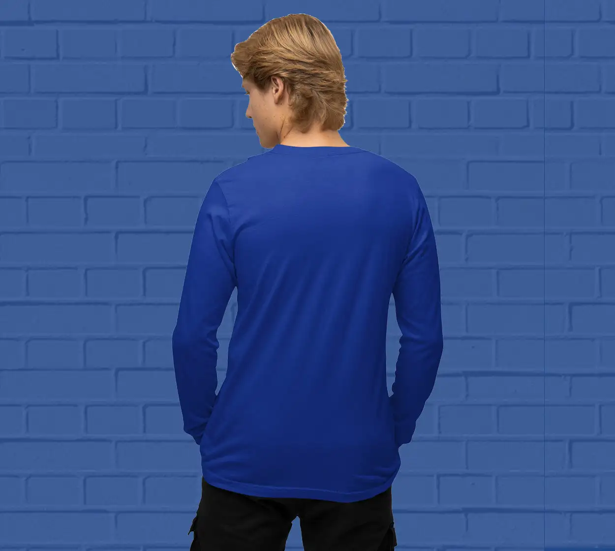Men's round neck Royal Blue full sleeves t-shirt - secondary