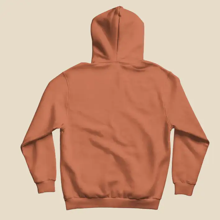 Men Hoodie with Kangaroo Pocket- Coral Color - secondary