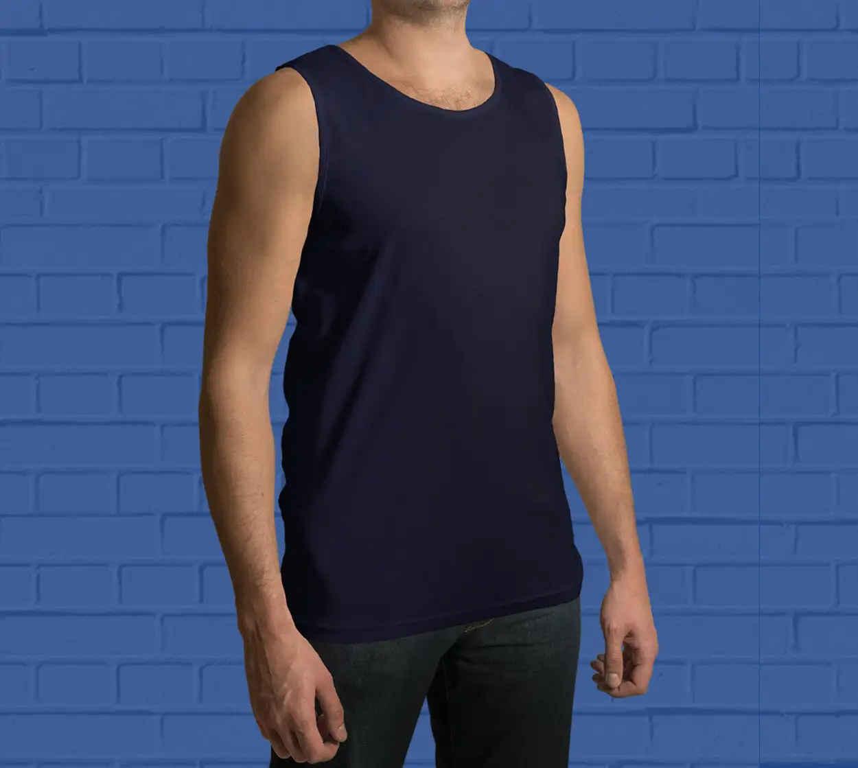 Mens Gym vest - Sleeveless T-shirt -NAVY BLUE - secondary