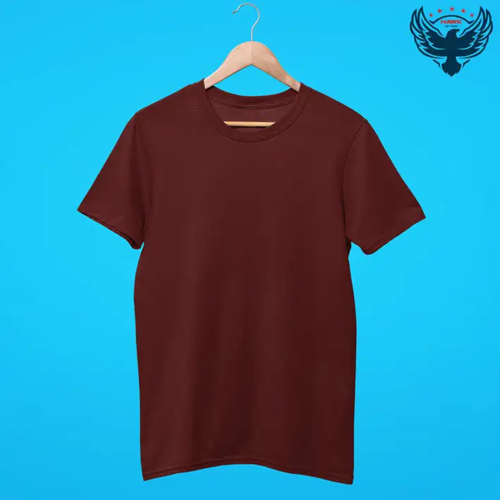 Men's Round Neck Plain T-Shirt- MAROON - secondary