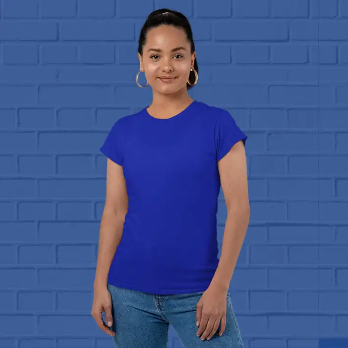 Women's Plain Round Neck T-shirt Royal Blue