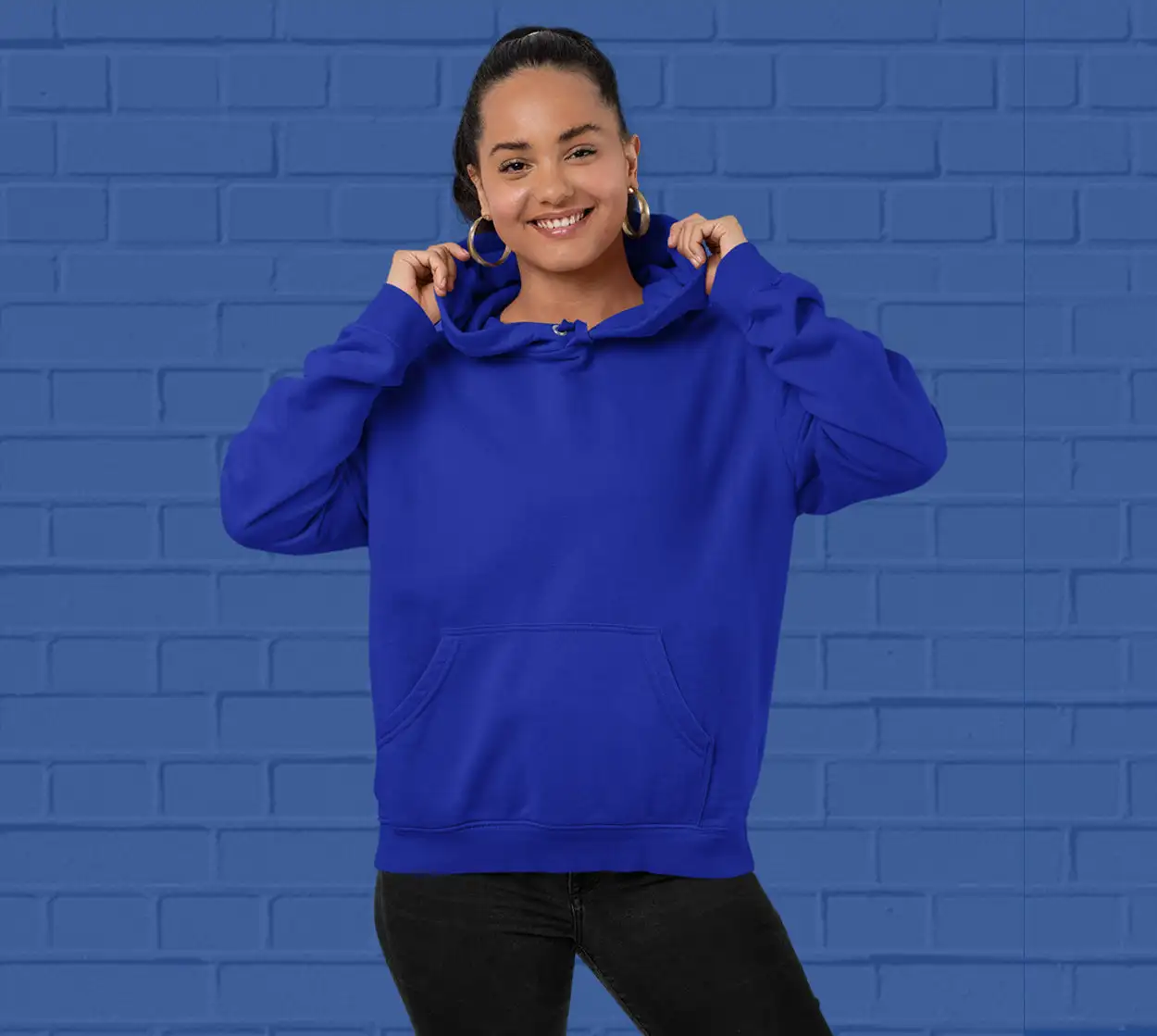 Solid Royal Blue  Hoodie for Women - Premium Quality