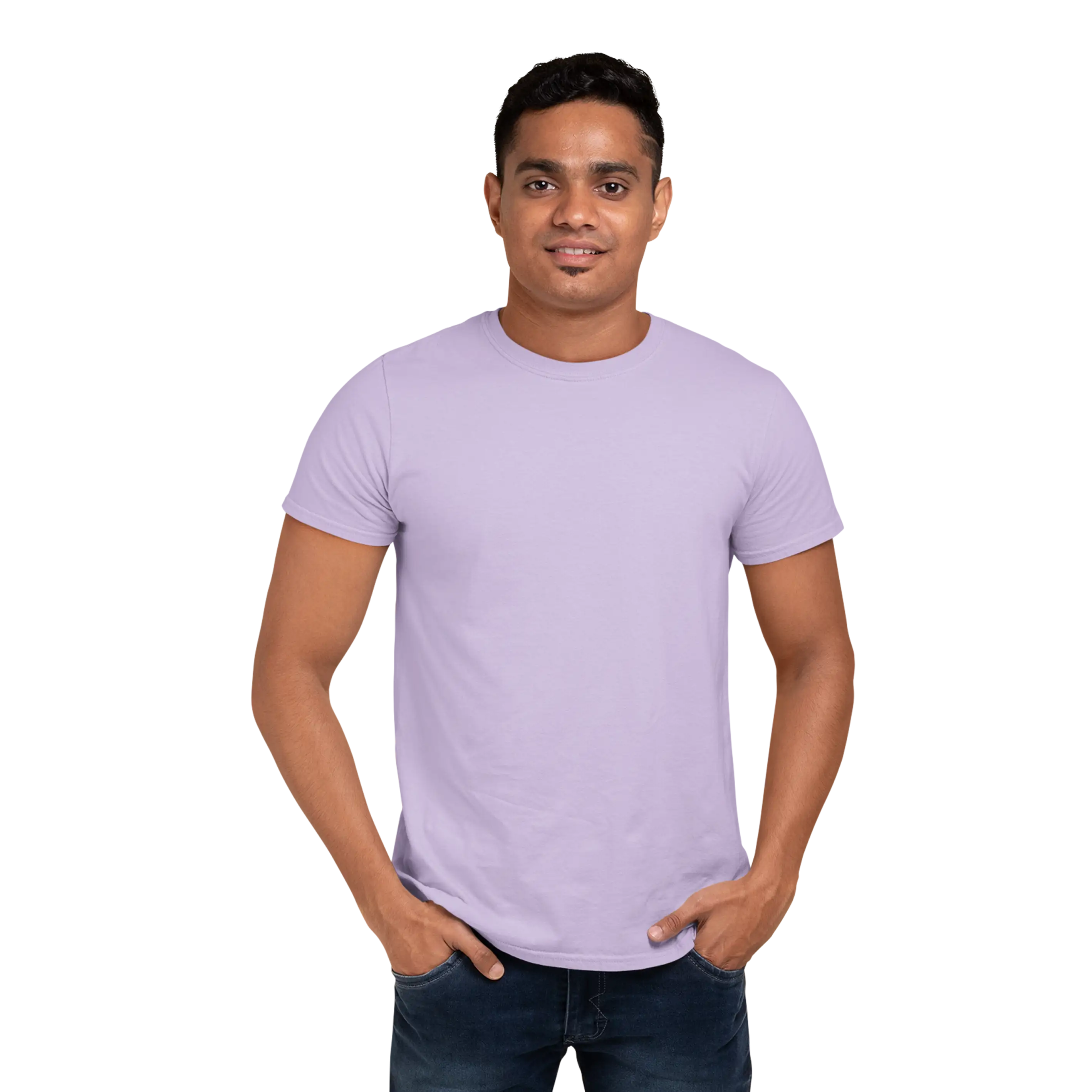 Men's Round Neck Plain T-Shirt- Lavender - secondary