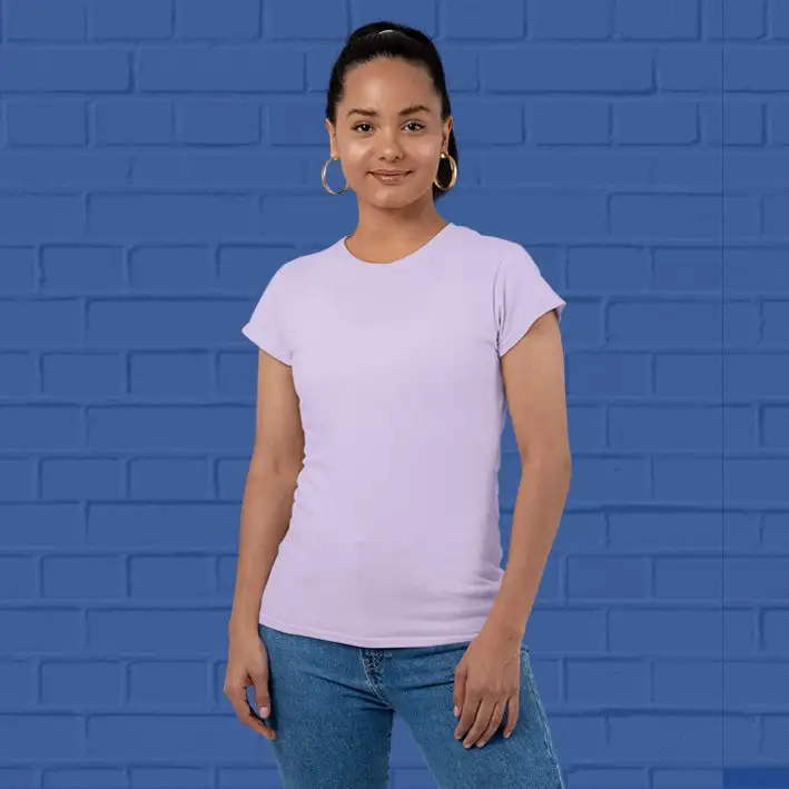 Women's Plain Round Neck T-shirt Lavender