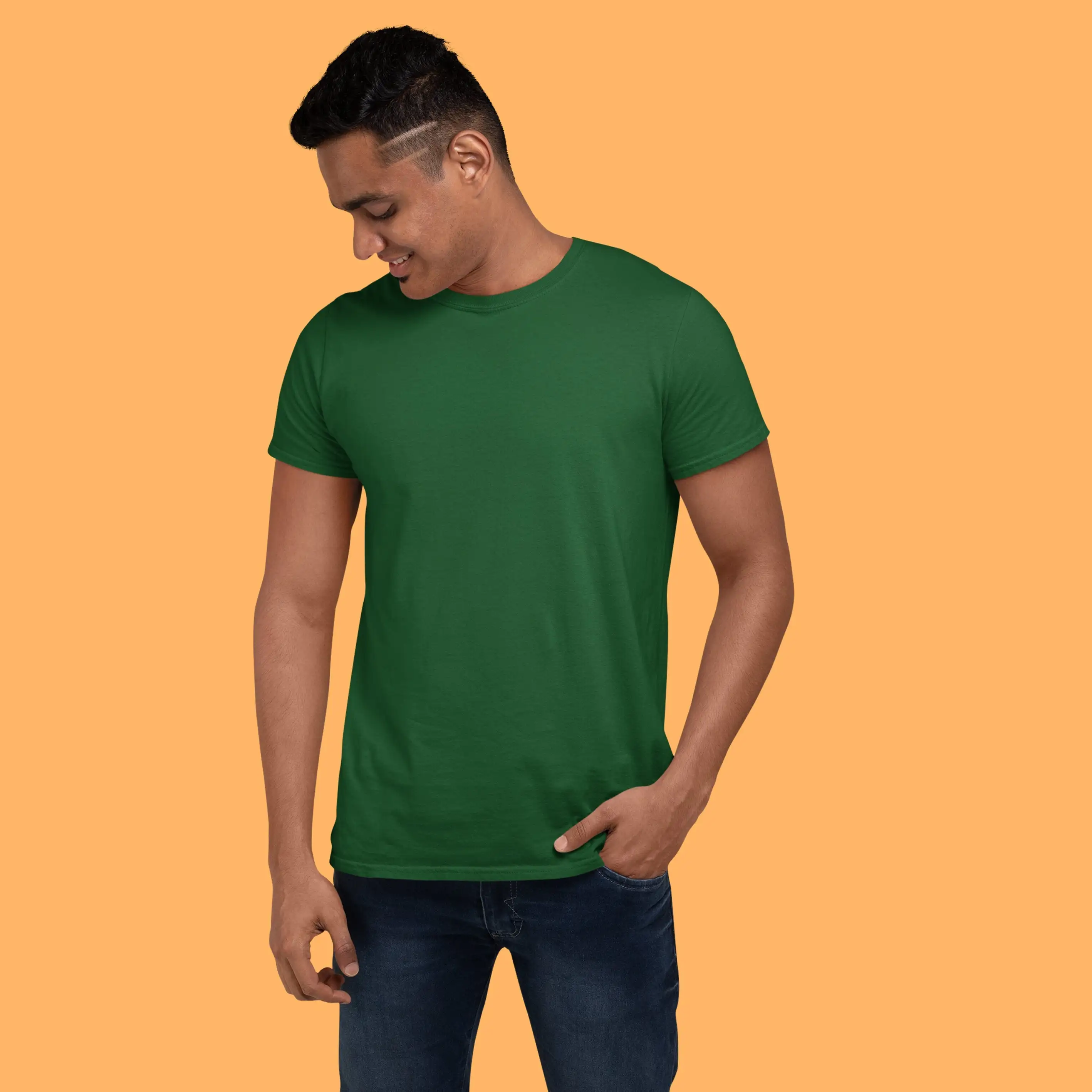 Men's Round Neck Plain T-Shirt- Bottle Green