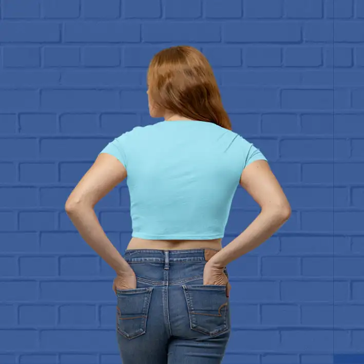 Plain  Sky Blue Crop Top - secondary