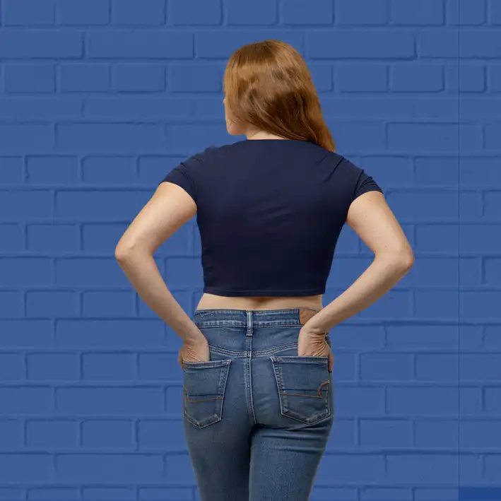 Plain  Navy Blue Crop Top - secondary