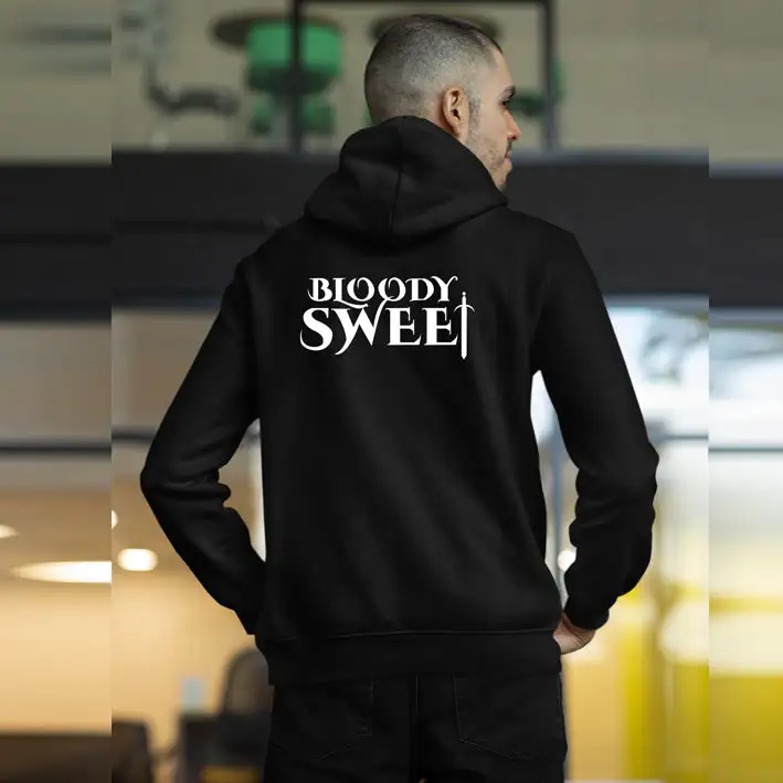 LEO BLOODY SWEET PRINTED ZIPPER HOODIE- BLACK