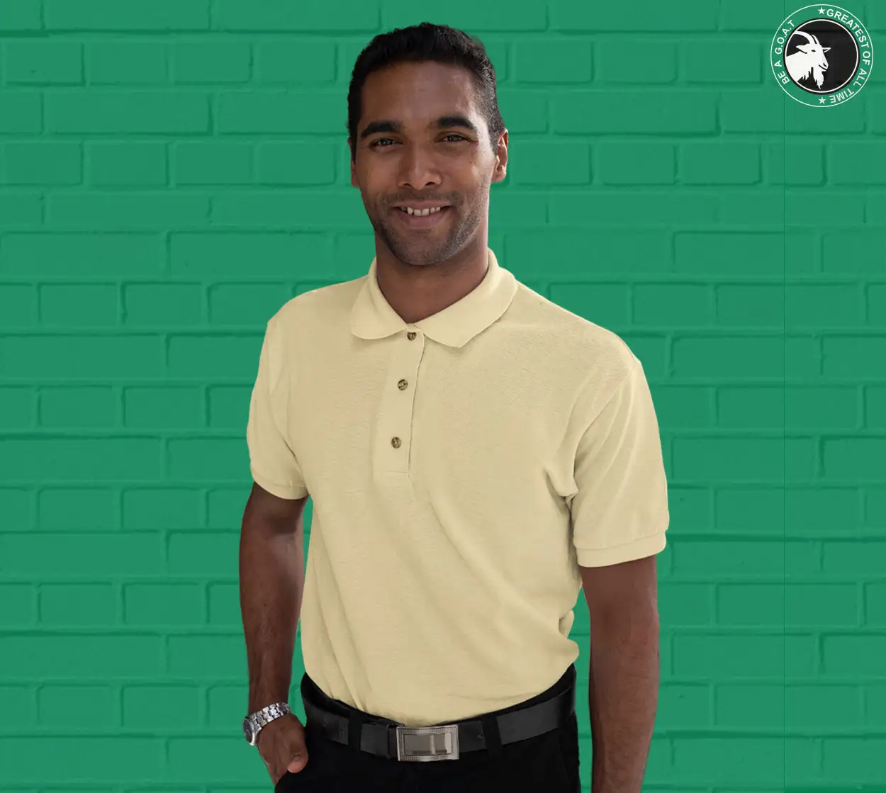 Solid Beige Polo Collared T-shirt -240 GSM - secondary