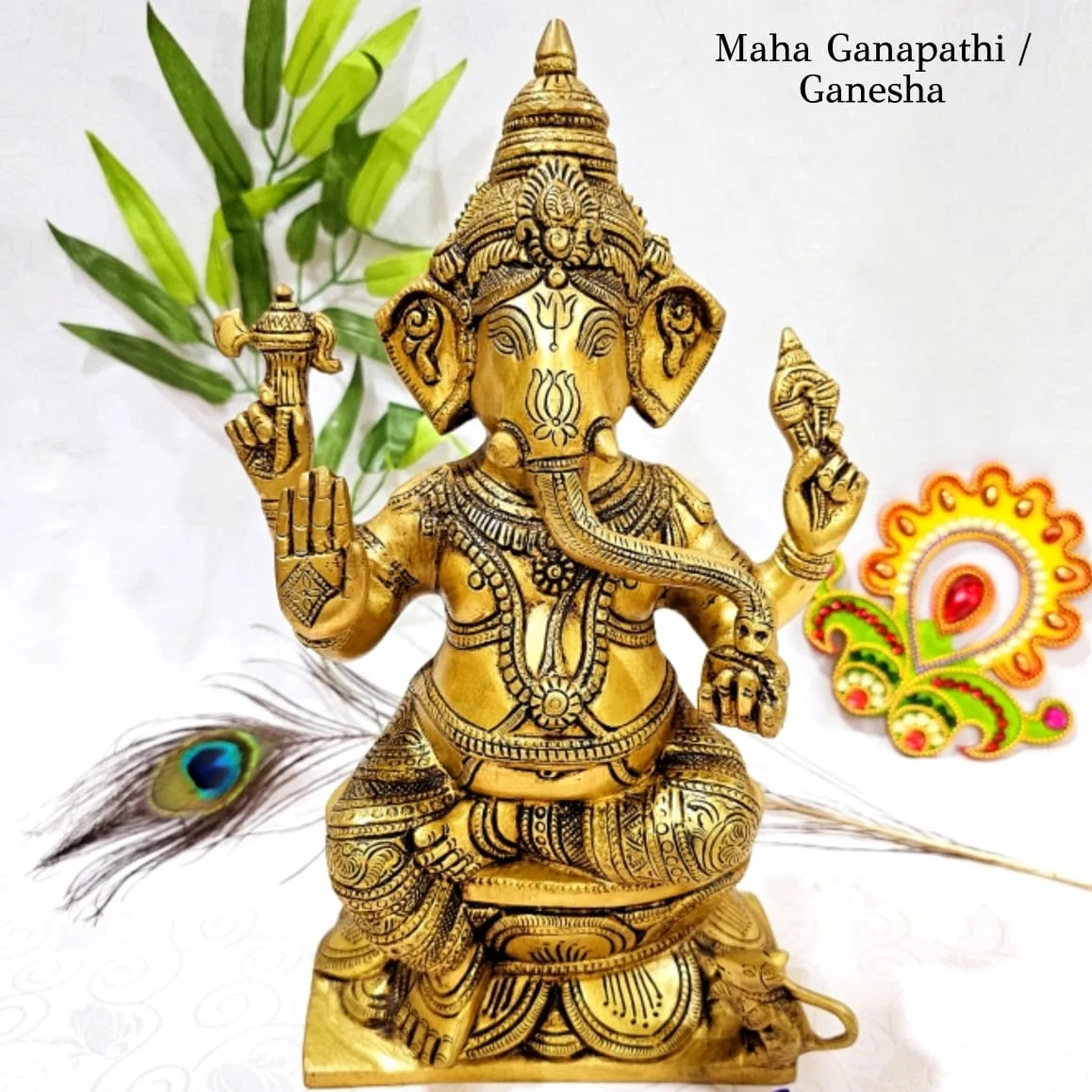 Maha Ganapathi / Ganesha - Brass Statue God Vinayagar Brass IdolThingal Essentials LLP