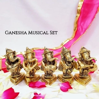 Ganesha Musical SetBrass Antique FinishGod Vinayagar / Ganesha musical setThingal Essentials LLP