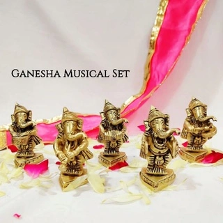 Ganesha Musical SetBrass Antique FinishGod Vinayagar / Ganesha musical set - secondary
