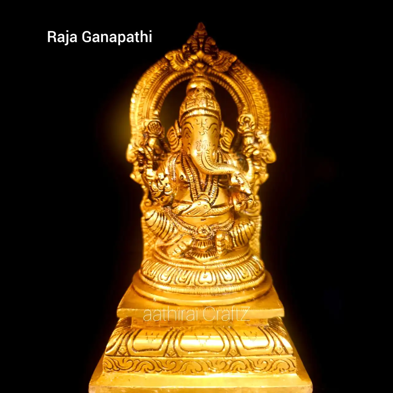 Raja Ganapathi / Frame Ganesha Statue Brass Antique Finish