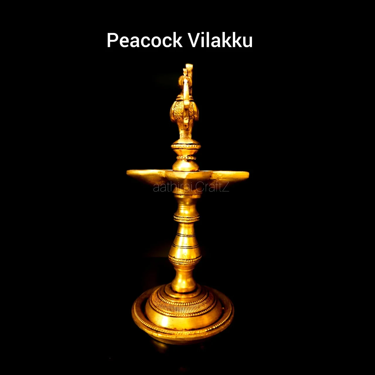 Peacock Vilakku / Lamp Statue Brass Antique Finish - secondary