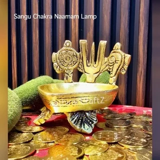 Sangu Chakra Naamam Lamp Antique Finish Sangu Chakram Naamam Vilakku