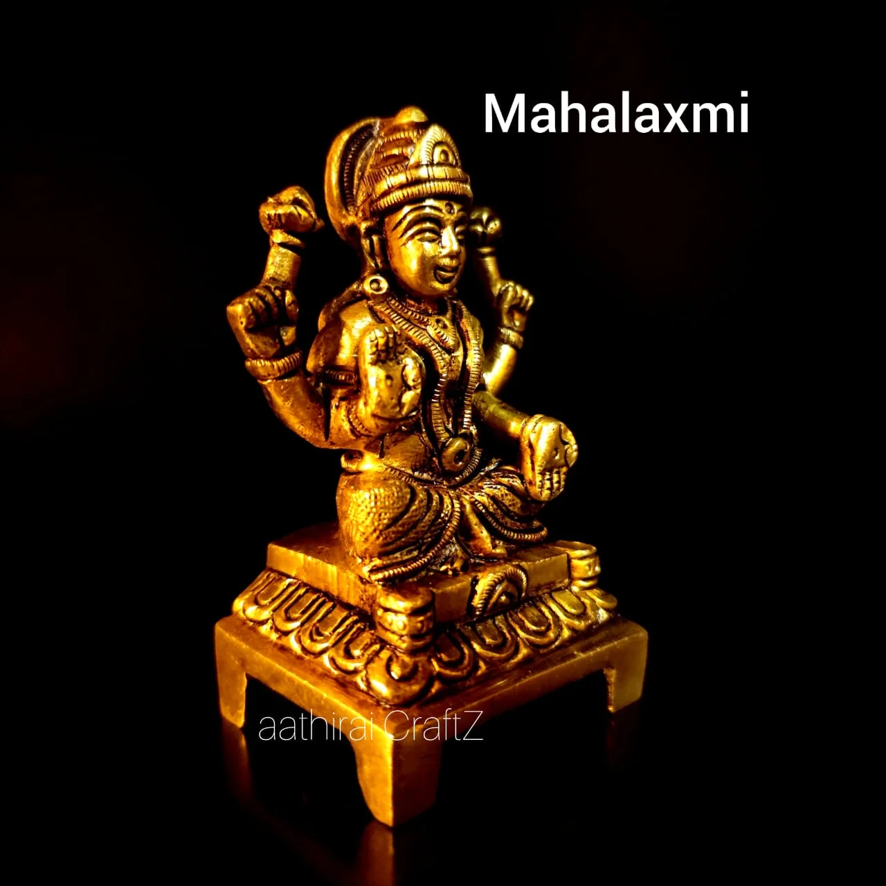 Mahalaxmi / Laxmi Antique Finish Laxmi Brass Sculpture - secondary