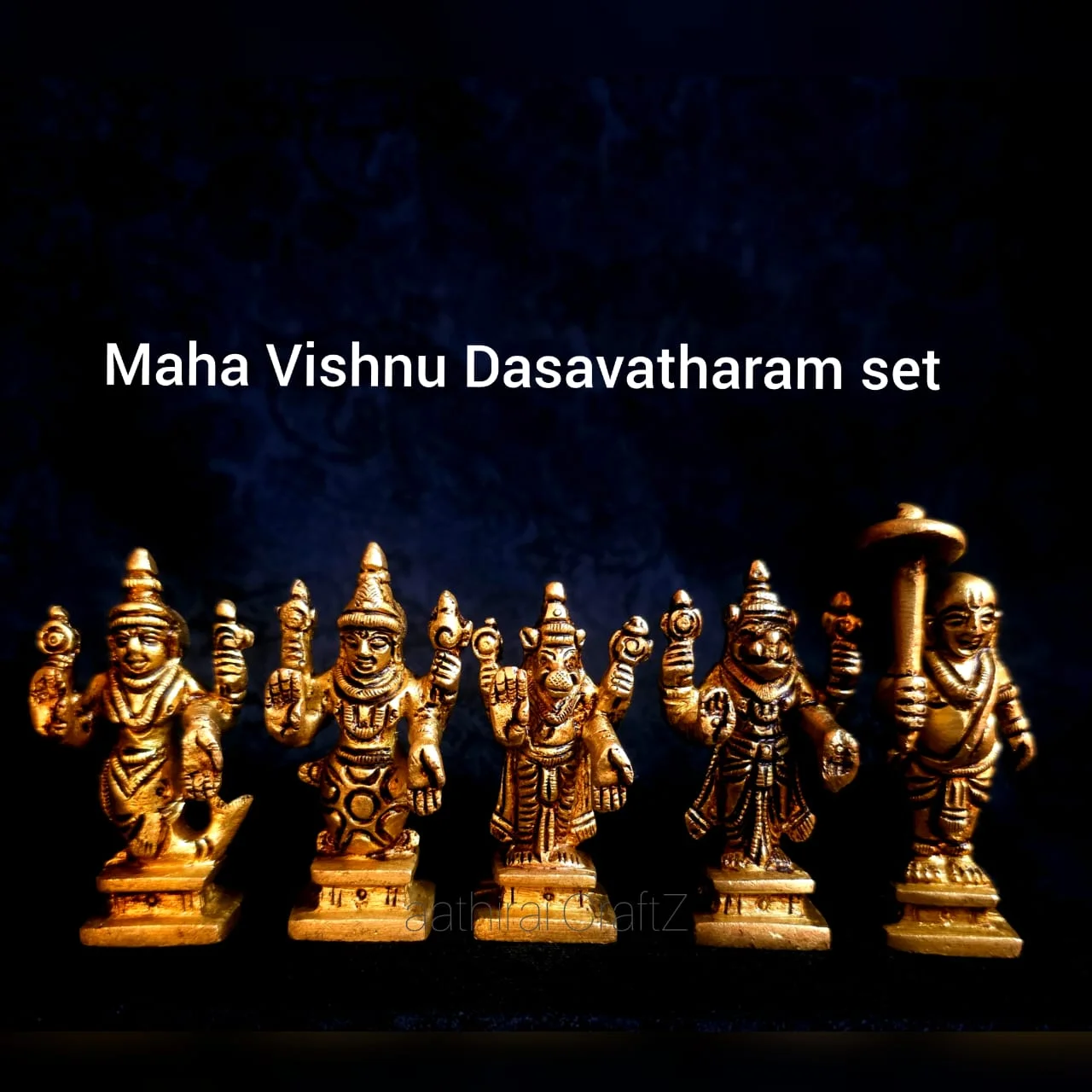 Small Dasavatharam Set Statue Brass Antique Finish - secondary