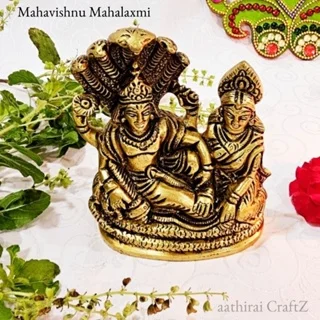Mahavishnu Mahalaxmi / Laxmi Perumal Brass Antique FinishThingal Essentials LLP