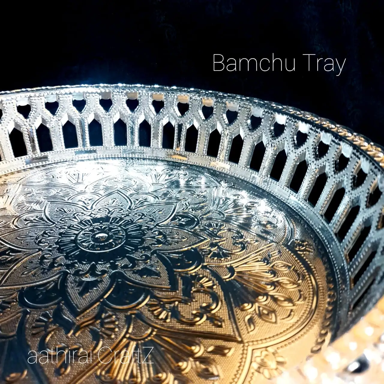 Bamchu Silver Pooja / Decorative Plate  Bamchu Silver Pooja Tray - secondary