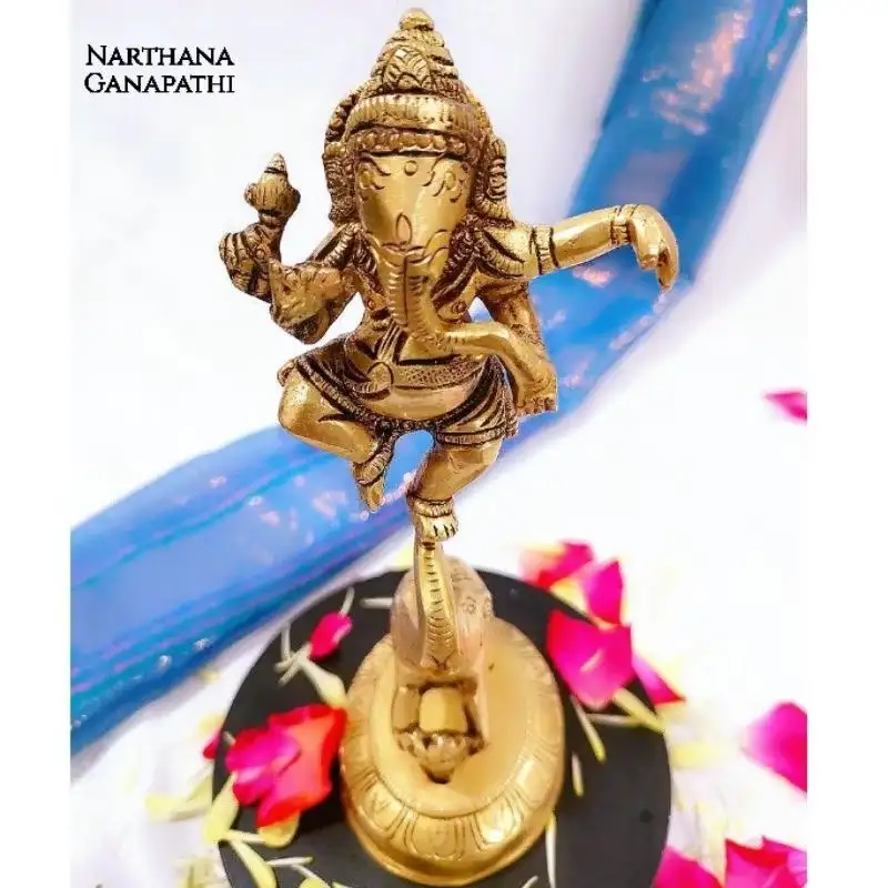 Narthana Ganapathi Idol Brass Antique Finish - secondary