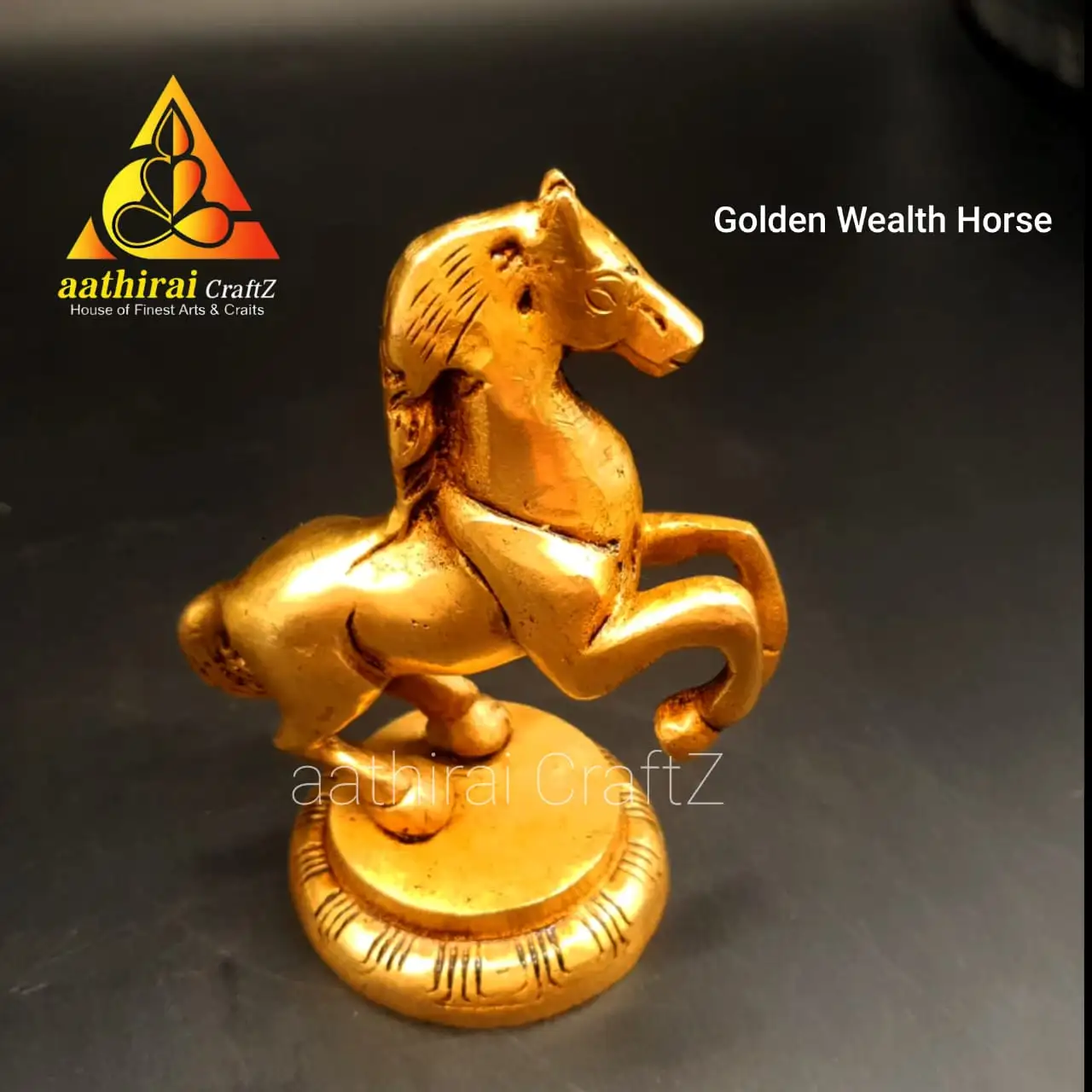Golden Wealth Horse / Brass Wealth Kuthirai Brass Antique Finish - secondary
