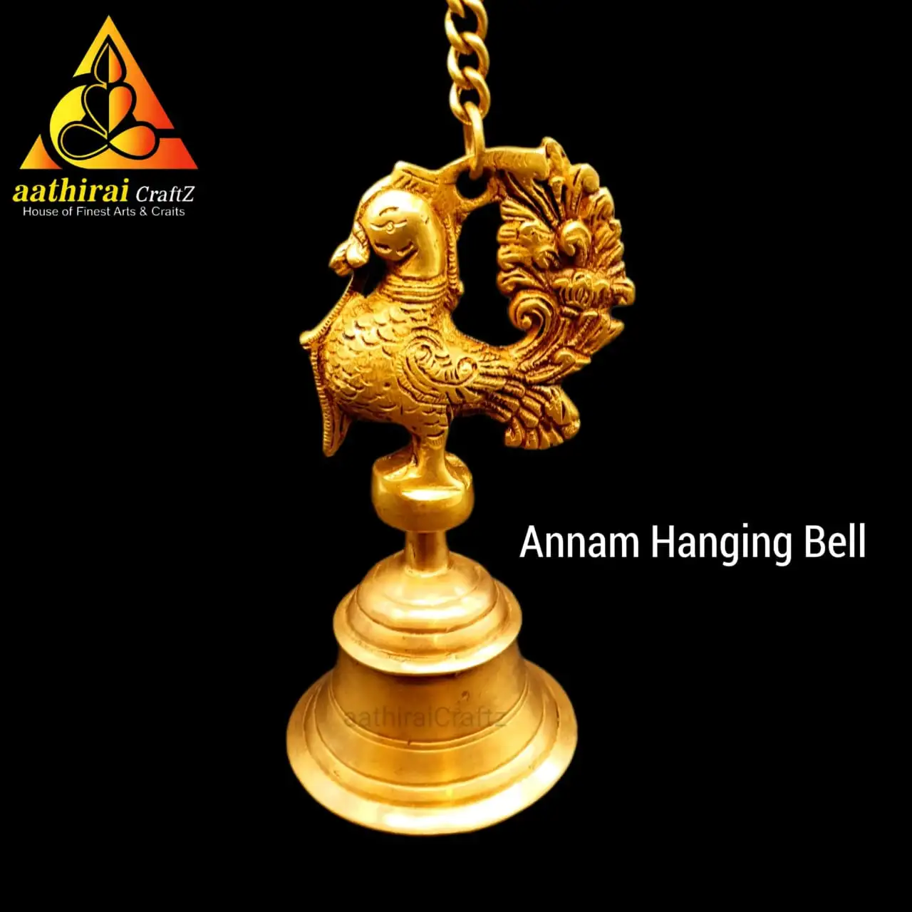 Annam Hanging Bell Brass Antique Finish - secondary