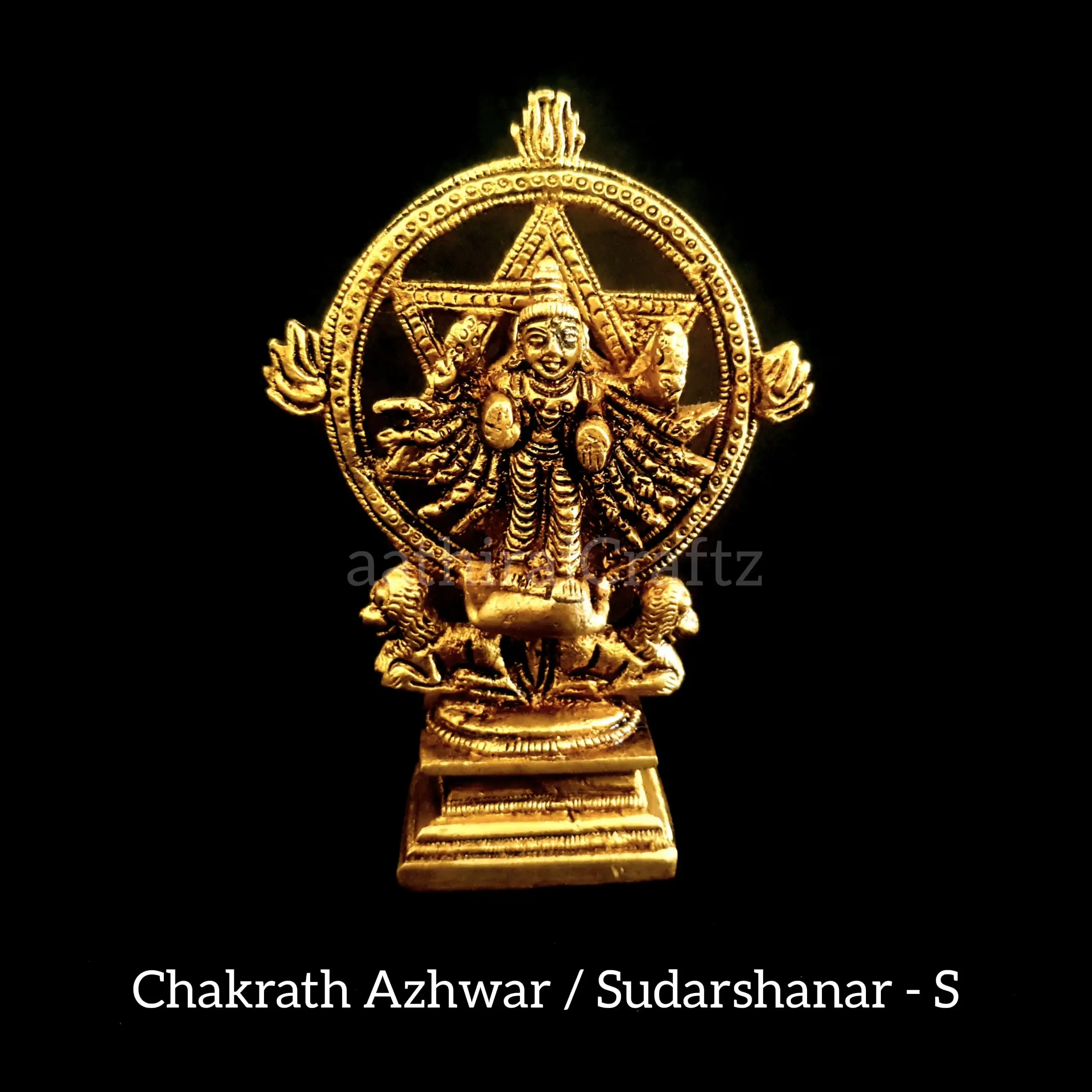 Chakrath Azhwar / Sudarshanar Brass Antique Finish - Small - secondary
