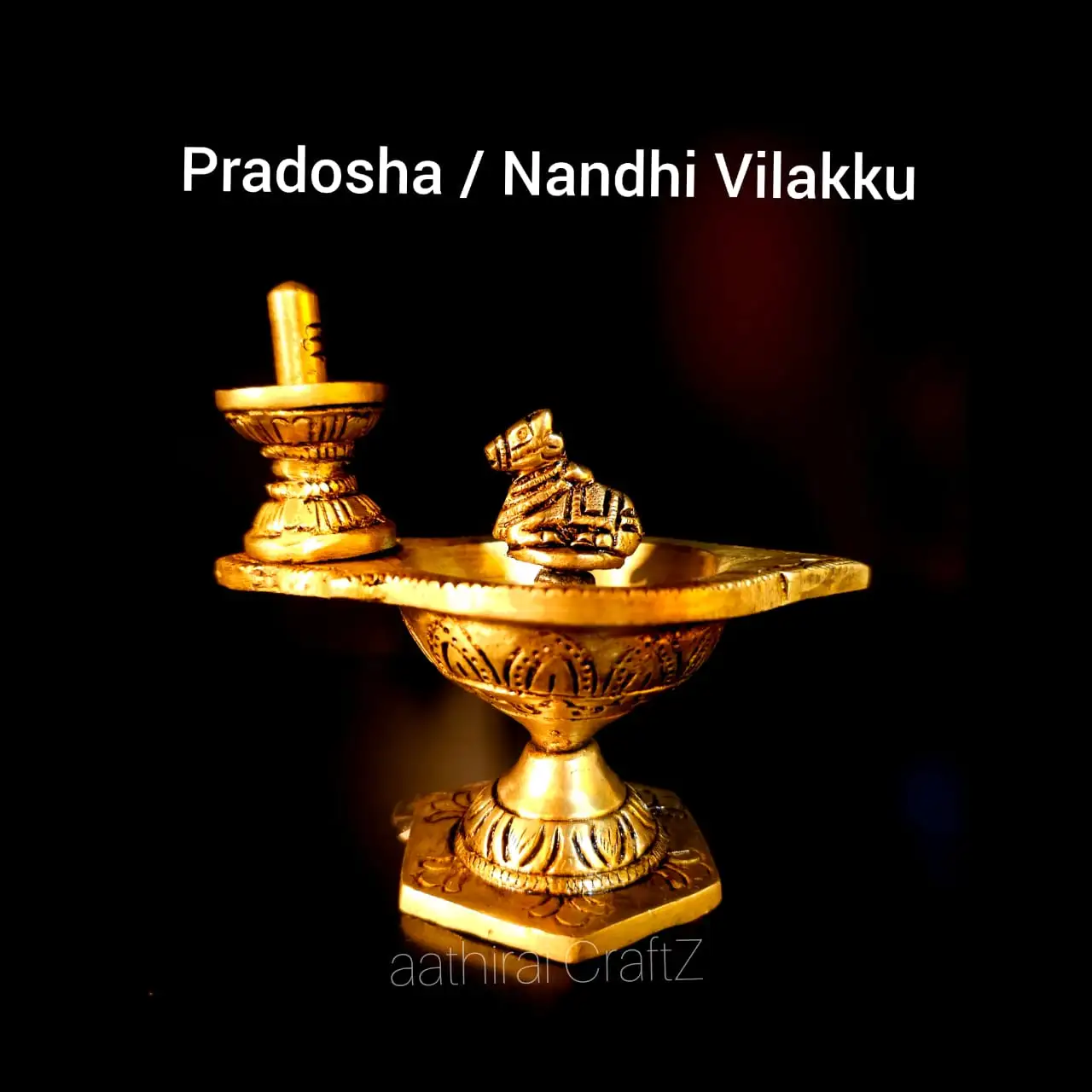Pradosha Lamp / Nandhi Vilakku Statue Brass Antique FinishThingal Essentials LLP