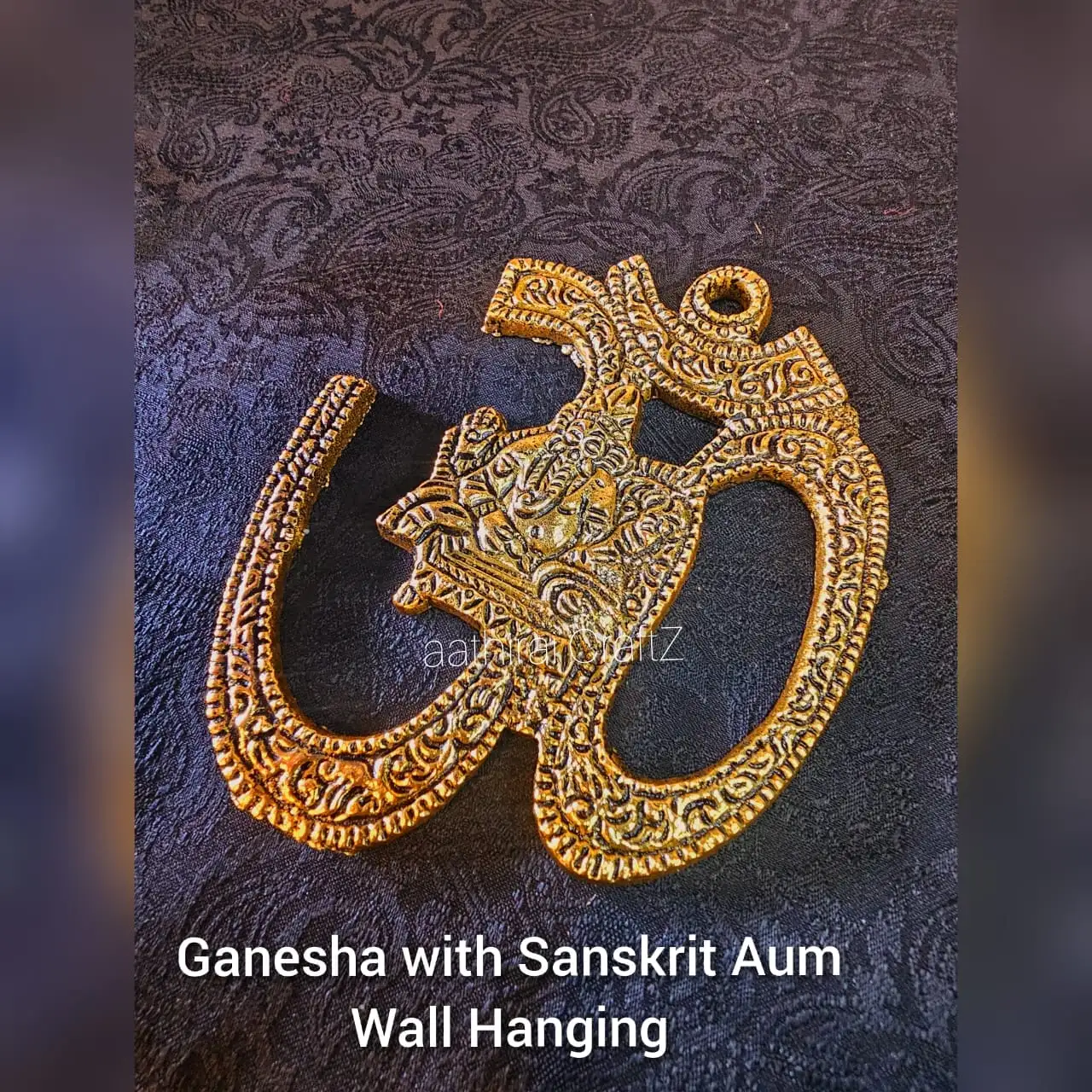 Wall Hanging Sanskrit Ganesha Aluminium Sculpture - secondary