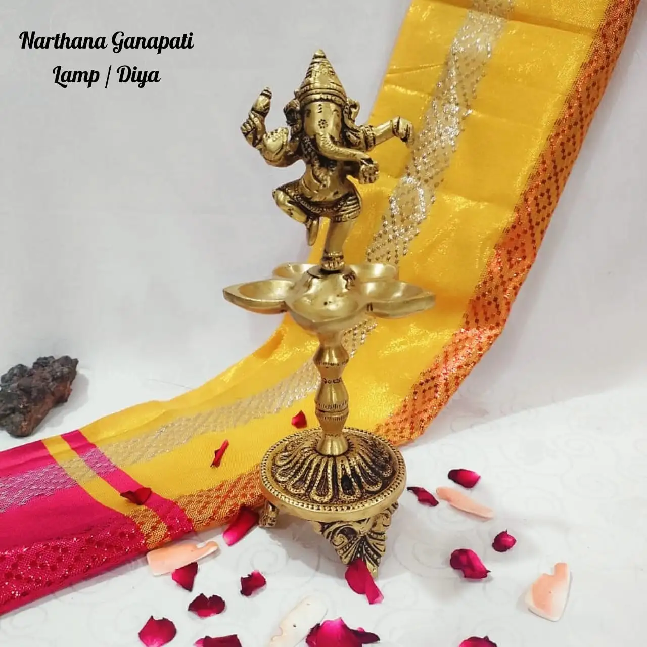 Narthana GanapathiBrass Vilakku Antique FinishGod Vinayagar / Ganesha LampThingal Essentials LLP