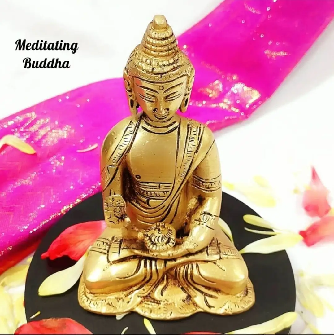 Meditating Buddha Idol Brass Antique Finish - secondary
