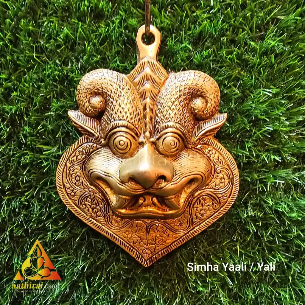 Simha Yaali / Yali Hanging Yali Sculpture Brass Antique Finish - secondary