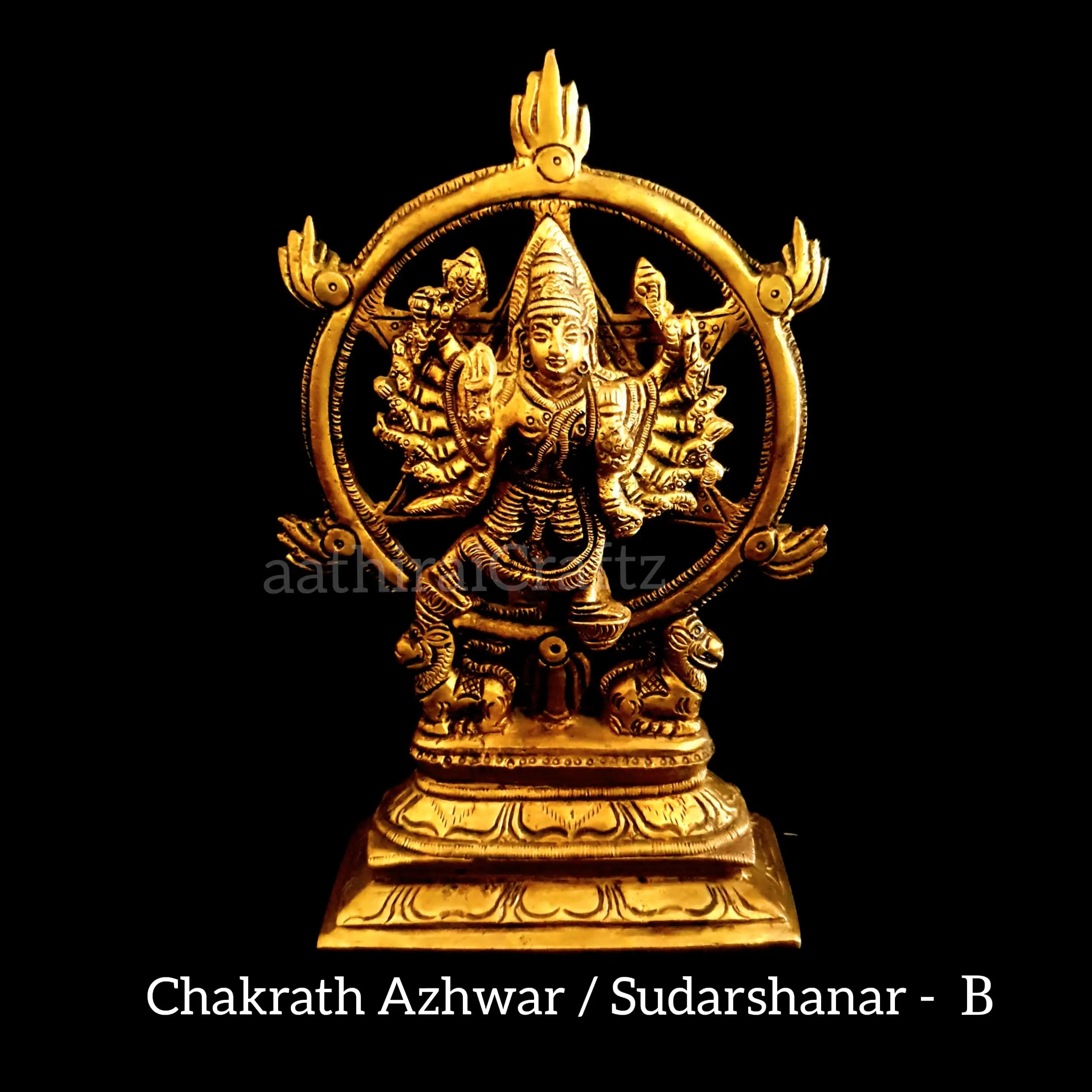 Chakrath Azhwar / Sudarshanar Brass Antique Finish - Large - secondary