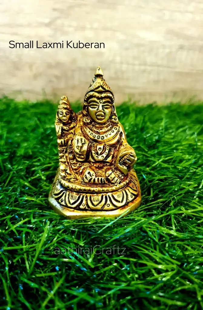 Small Laxmi Kuberan Idol Brass Antique FinishThingal Essentials LLP