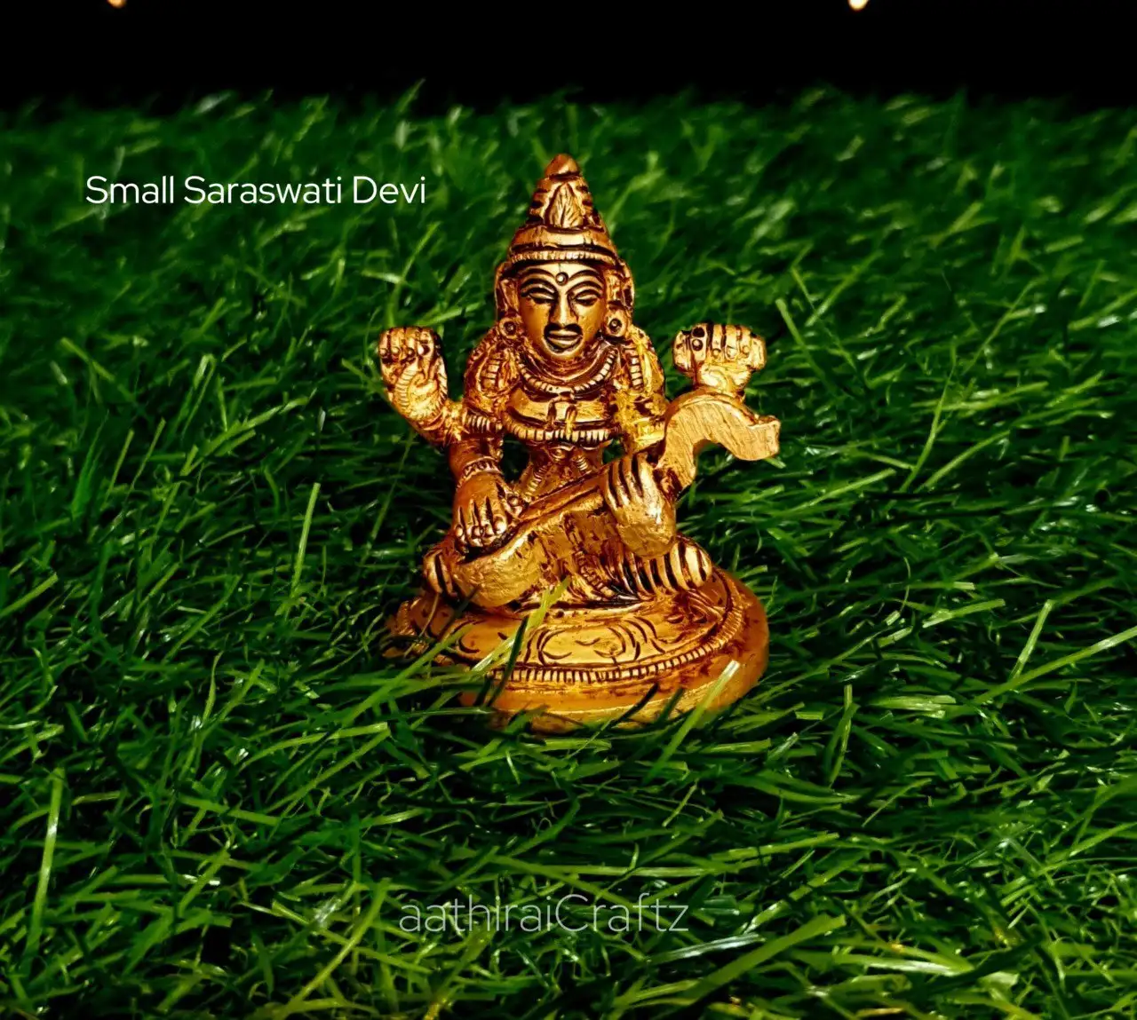 Small Saraswati Devi/ Saraswathi Devi
Brass Antique Finish - secondary