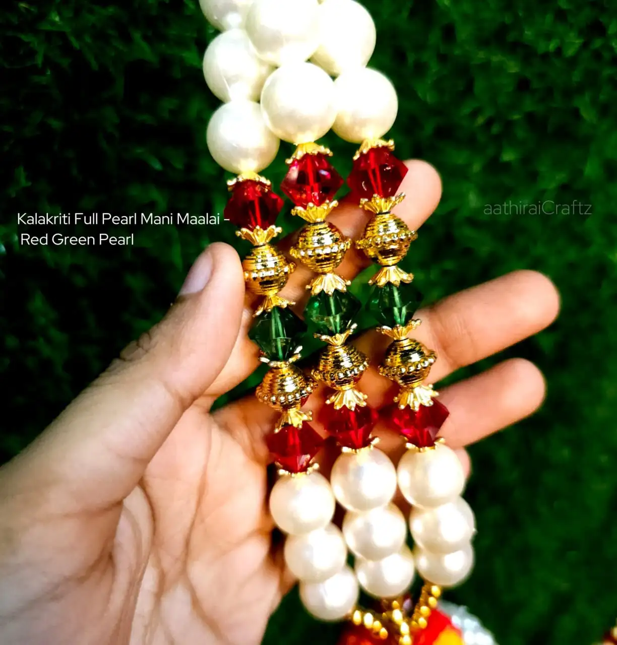 Kalakriti Full Pearl Mani Maalai -Red Green Pearl - secondary