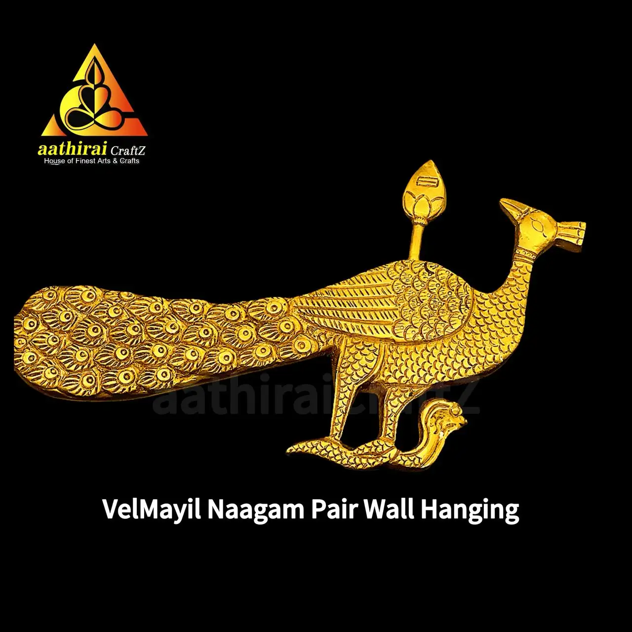Vel Mayil Naagam Pair Wall Hanging Brass Antique Finish - secondary